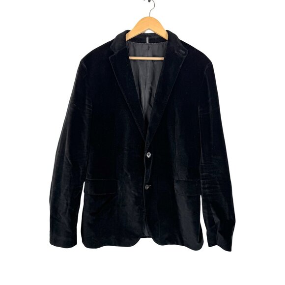 Hugo‎ Boss Velvet Blazer Mansfield2 leather patch formal sz 44 - Picture 1 of 9